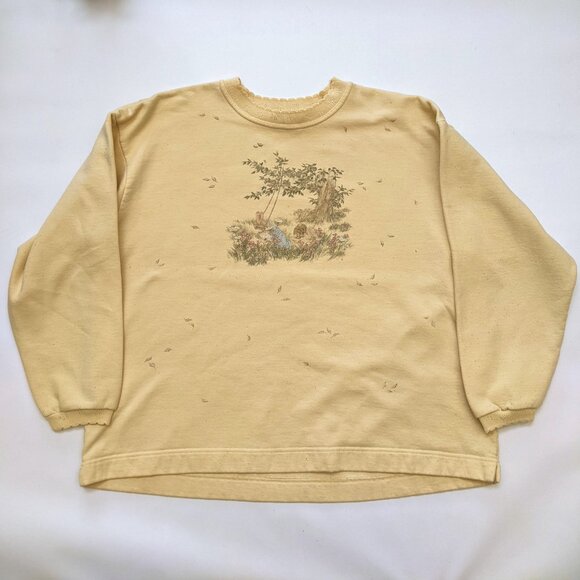 Vintage Northern Reflections cottage garden style yellow sweater, women's XL - Picture 4 of 6